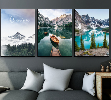 Trang Trang Trí Phong Cảnh Hồ Núi Tuyết V9-69