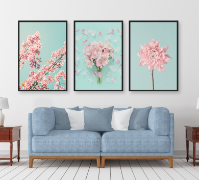 Tranh Treo Tường Hoa Nền Xanh AV11