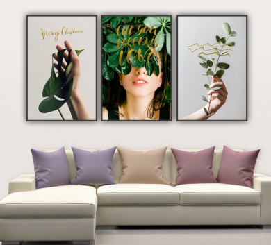 Bộ 3 Bức Tranh Cô Gái Merrt Chrismast