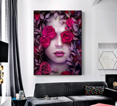 Tranh Chân Dung Cô Gái Mắt Hoa