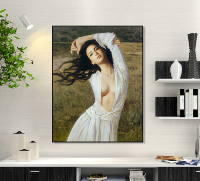 Tranh Chân Dung Cô Gái Váy Trắng Đẹp