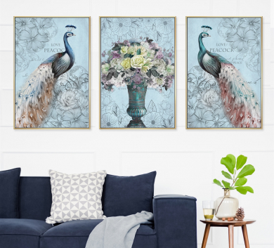 Trang Trang Trí Chim Công Và Bình Hoa DP54