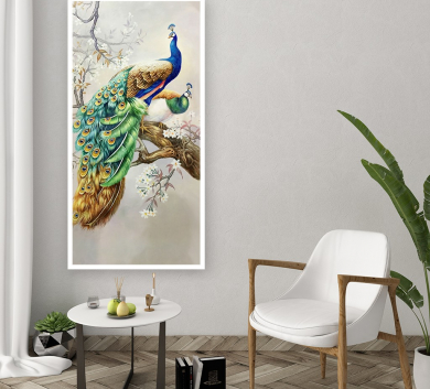 Tranh Trang Trí Chim Công Xanh QYQ-14