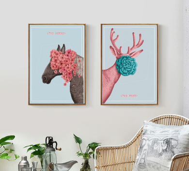 Tranh Trang Trí Nai Và Ngựa VR79